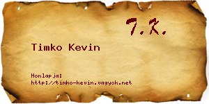 Timko Kevin névjegykártya